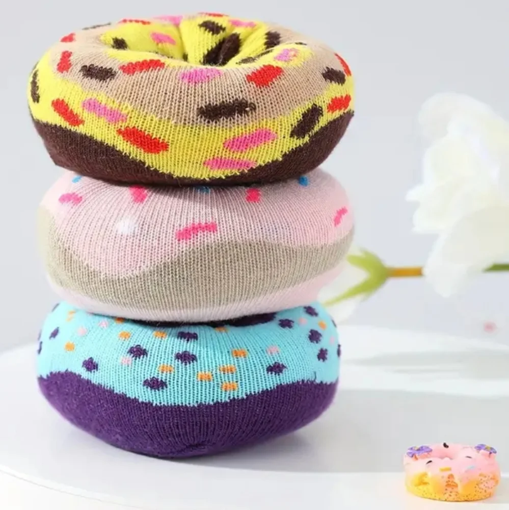 🆕️LAST BOX🍩DONUT NOVELTY COLORFUL UNIQUE SOCKS/SET OF 3 IN BAKERY BOX